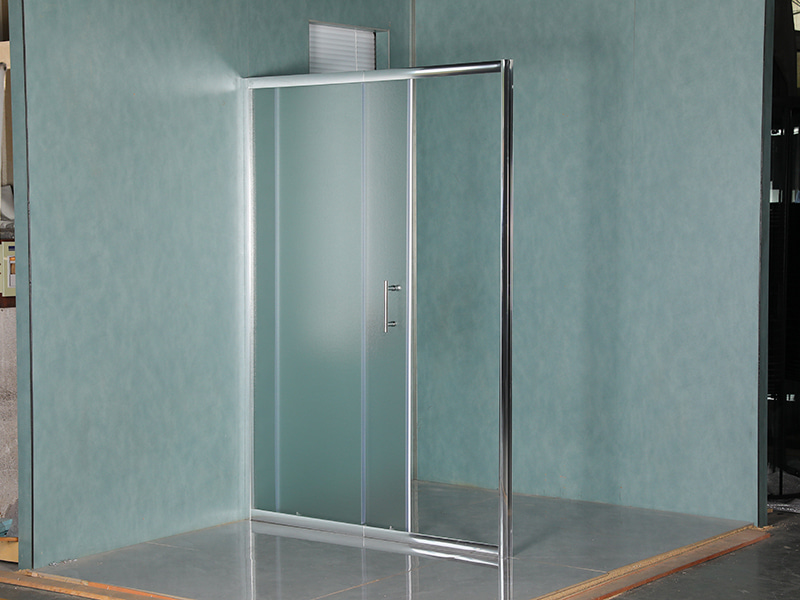 SD-3 One Fixed One Sliding Shower Screen, Matt Tempered Glass, Chrome Aluminium Profile,Double Holes Handle