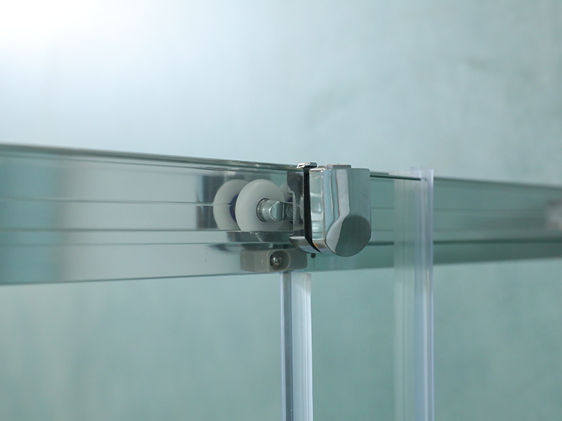 DD-5 Two Fixed Two Sliding Shower Screen, Clear Tempered Glass With Printing, Chrome Aluminium Profile,Double Holes Handle