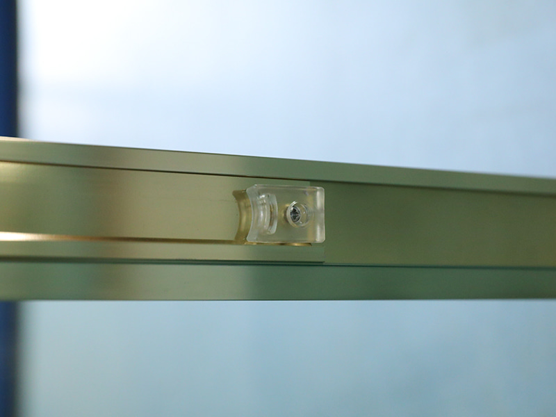 SD-1 One Fixed One Sliding Shower Screen, Clear Tempered Glass With Printing, Gold Aluminium Profile,Double Holes Handle