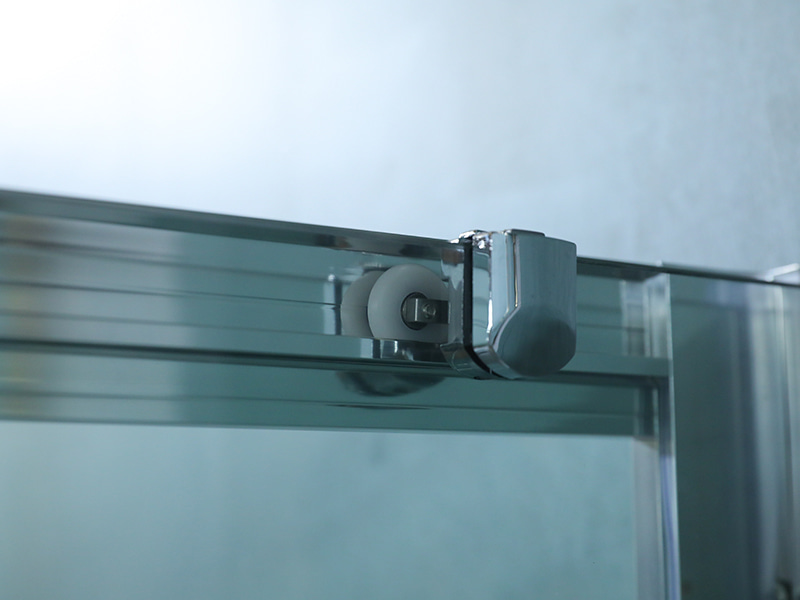 SD-5 One Fixed One Sliding Shower Screen, Clear Tempered Glass, Chrome Aluminium Profile,Double Holes Handle