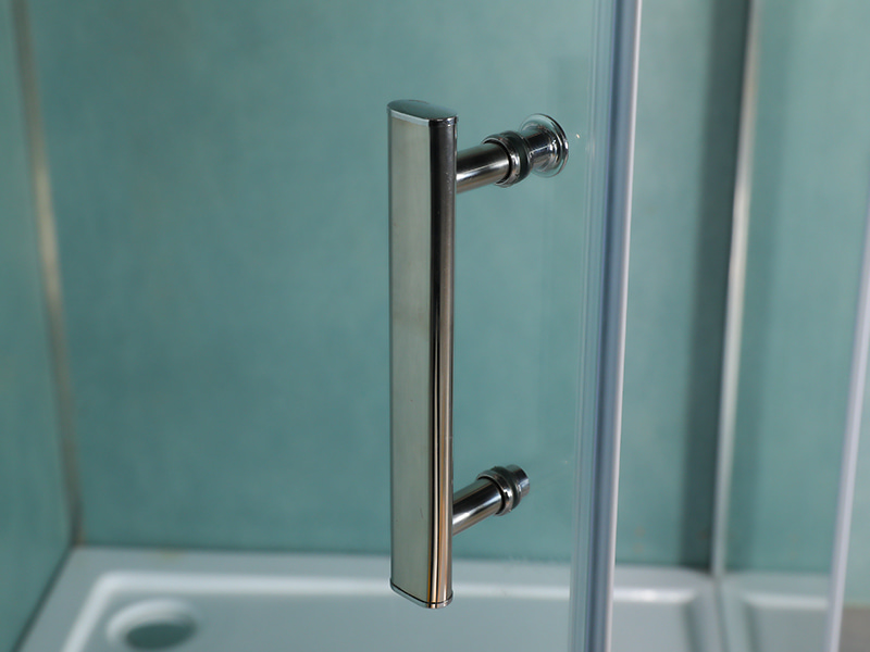 RSQA Pivot Shower Enclosure, Clear Tempered Glass, Chrome Aluminium Profile, Double Holes Handle, With Tray