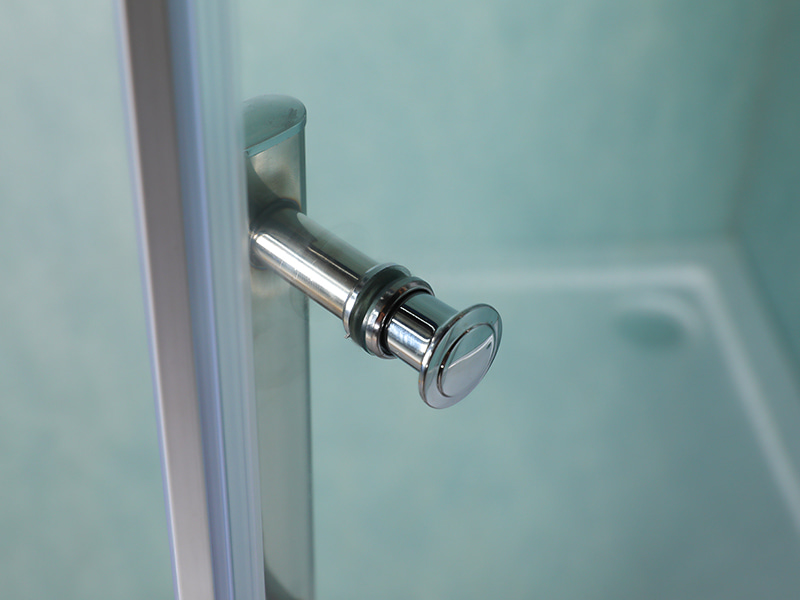 RSQA Pivot Shower Enclosure, Clear Tempered Glass, Chrome Aluminium Profile, Double Holes Handle, With Tray