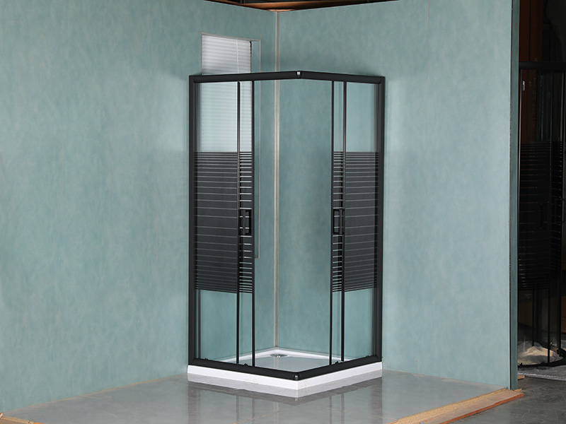 SQ Black Aluminium Profile Square Sliding Shower Enclosusre With Double Holes Handle