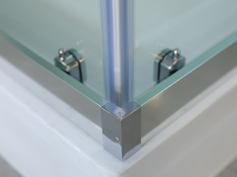 RE Sliding Shower Enclosusre, Clear Tempered Glass, Chrome Aluminium Profile, Double Holes Handle, With Tray