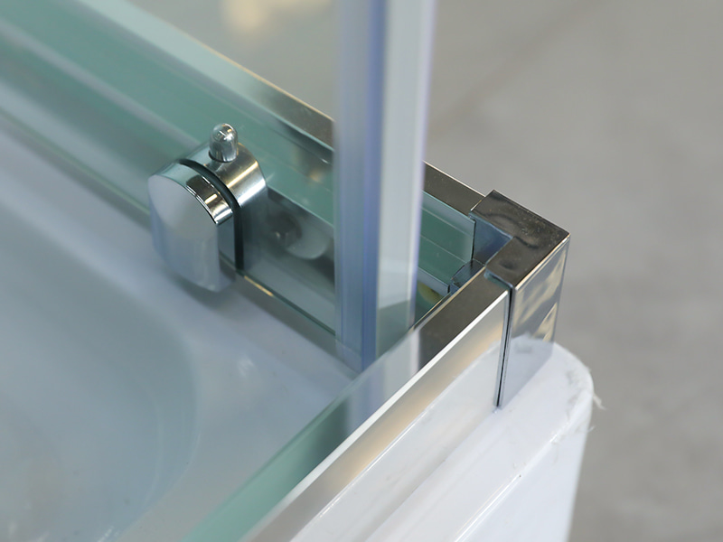 RE Sliding Shower Enclosusre, Clear Tempered Glass, Chrome Aluminium Profile, Double Holes Handle, With Tray