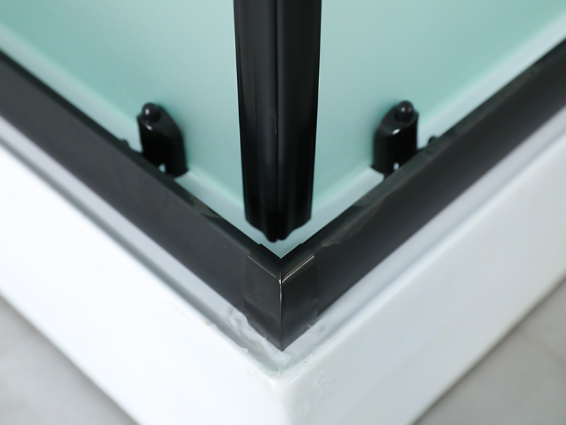 SQ Sliding Shower Enclosusre,Matt Tempered Glass With Printing, Black Aluminium Profile, Double Holes Handle, With Tray