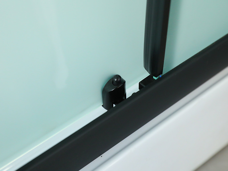 SQ Sliding Shower Enclosusre,Matt Tempered Glass With Printing, Black Aluminium Profile, Double Holes Handle, With Tray