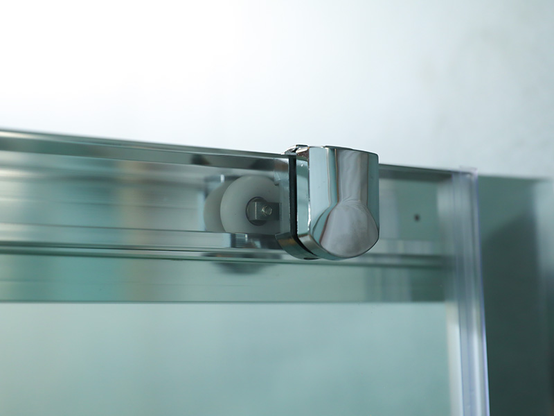 SQ Sliding Shower Enclosusre, Clear Tempered Glass With Printing, White Aluminium Profile, Double Holes Handle, With Tray