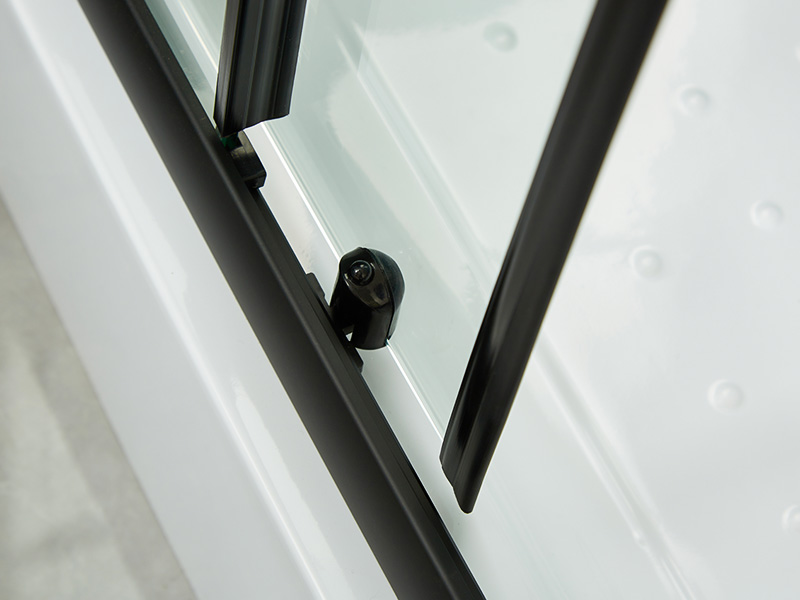 SQ Sliding Shower Enclosusre, Clear Tempered Glass, Black Aluminium Profile, Double Holes Handle, With Tray