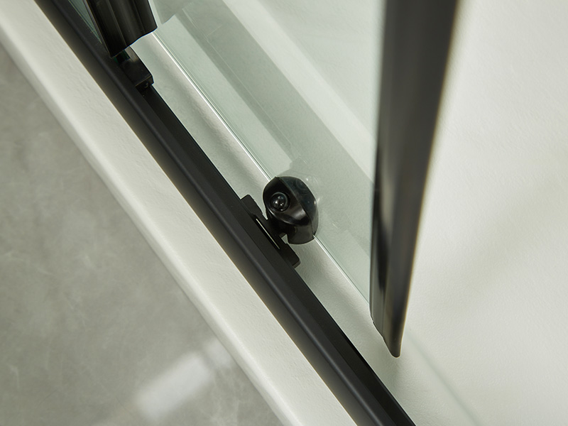 SQ Sliding Shower Enclosusre, Clear Tempered Glass, Black Aluminium Profile, Double Holes Handle, With Tray