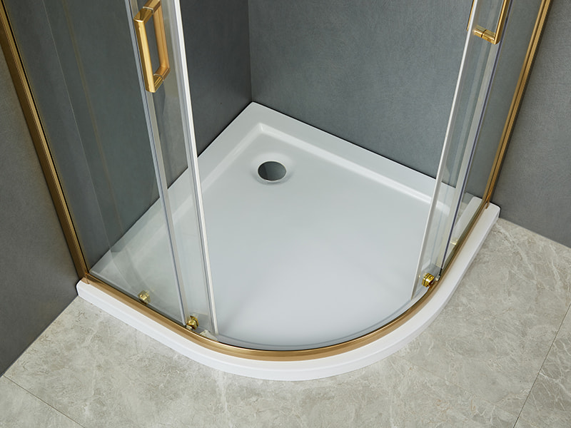 SE Sliding Shower Enclosusre, Clear Tempered Glass, Gold Aluminium Profile, Double Holes Handle, Without Tray