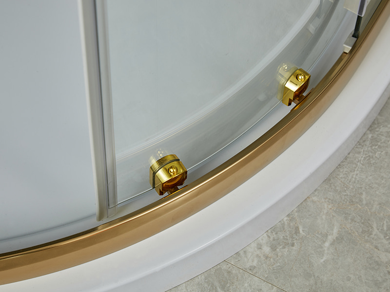 SE Sliding Shower Enclosusre, Clear Tempered Glass, Gold Aluminium Profile, Double Holes Handle, Without Tray