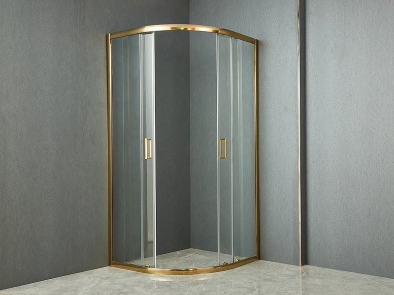 SE Sliding Shower Enclosusre, Clear Tempered Glass, Gold Aluminium Profile, Double Holes Handle, Without Tray