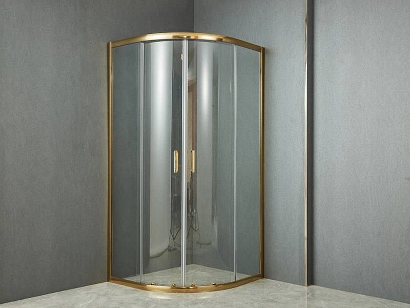 SE Sliding Shower Enclosusre, Clear Tempered Glass, Gold Aluminium Profile, Double Holes Handle, Without Tray