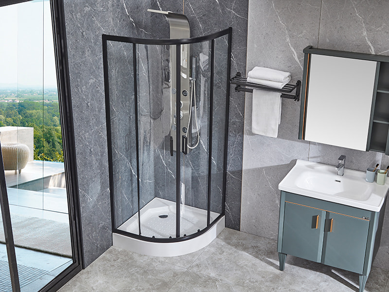 SE Sliding Glass Door For Shower Enclosusre, Black Aluminium Profile