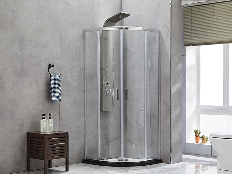 SE Sliding Shower Enclosusre, Clear Tempered Glass, Chrome Aluminium Profile, Double Holes Handle, Without Tray