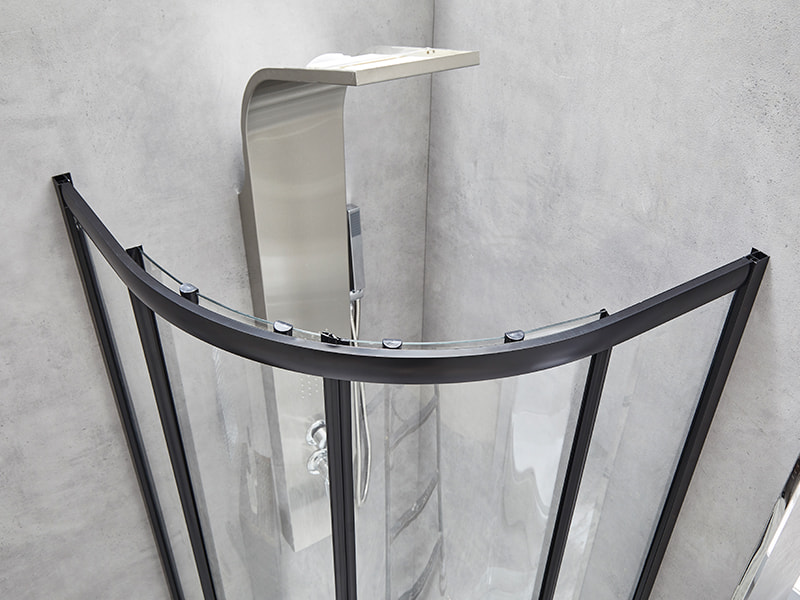 SE Sliding Shower Enclosusre, Clear Tempered Glass, Black Aluminium Profile, Double Holes Handle, Without Tray