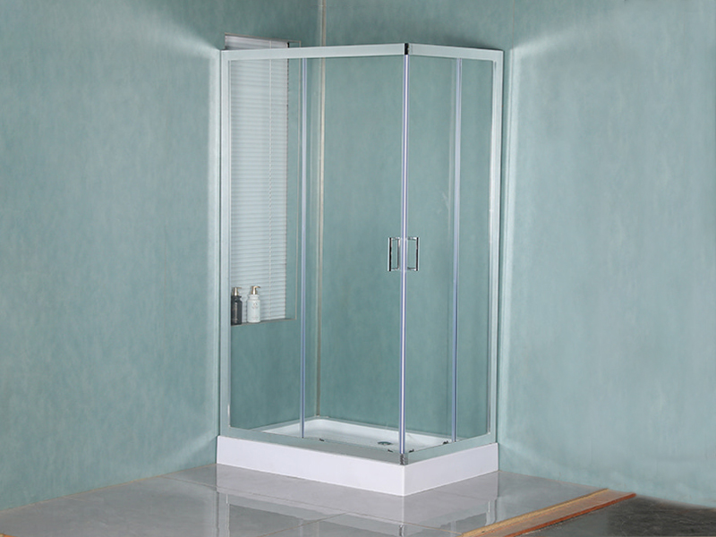 RE Sliding Shower Enclosusre, Clear Tempered Glass, Chrome Aluminium Profile, Double Holes Handle, With Tray