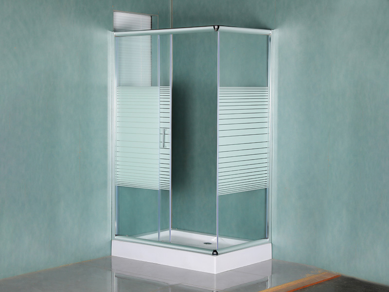 RE Chrome Aluminium Frame Tempered Glass Square Sliding Shower Enclosure With Tray