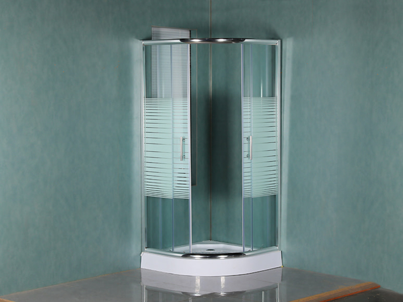 SE Sliding Shower Enclosusre, Clear Tempered Glass With Printing, Chrome Aluminium Profile, Double Holes Handle, With Tray