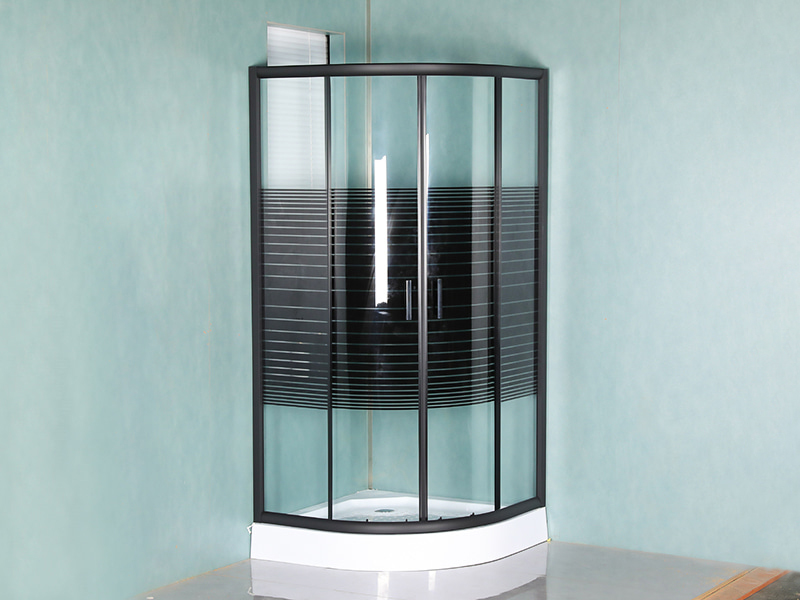 SE Black Aluminium Frame Sliding Tempered Glass Shower Enclosure